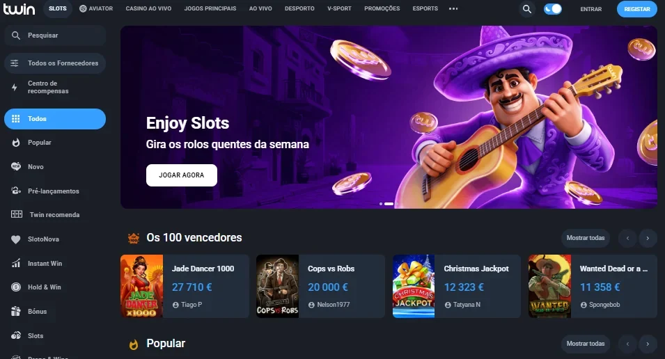 Categorias de jogos do Twin Casino: slots, jogos de mesa e jogos instant&acirc;neos