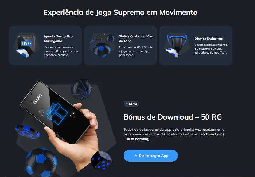 App portuguesa do Twin Casino para jogar e apostar no telem&oacute;vel
